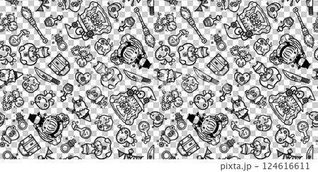 かわいいキャラクターの壁紙 ポップ 線画 124616611