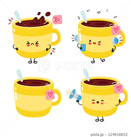 Adorable tea cups collection showcasing various emotions and poses, ideal for beverage-related themes. Adorable tea cups collection showcasing various emotions and poses, ideal for beverage-related themes. 124616652