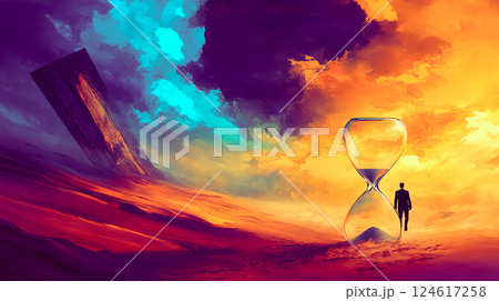 Hourglass as time passing concept for business deadline Hourglass as time passing concept for business deadline 124617258