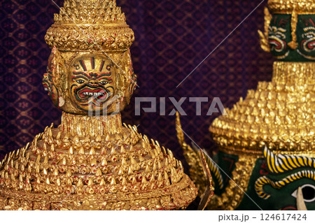 traditional Lakhon Khol Khmer Masks on display in cambodia traditional Lakhon Khol Khmer Masks on display in cambodia 124617424