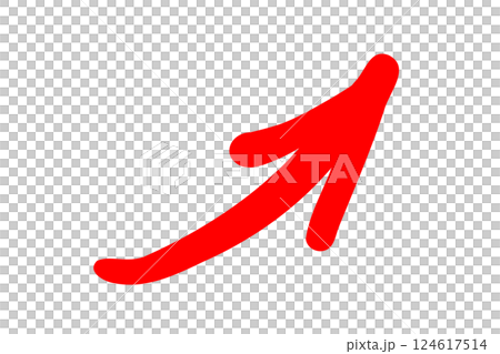 Simple hand-drawn arrow rising to the right, red, vector Simple hand-drawn arrow rising to the right, red, vector 124617514