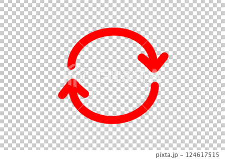 Handwritten rotating arrow reload icon red vector Handwritten rotating arrow reload icon red vector 124617515