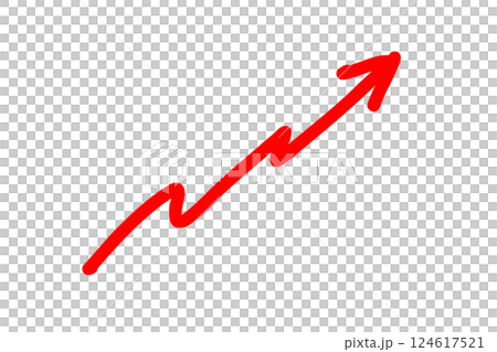 A hand-drawn red arrow pointing upward to the right. Vector 124617521