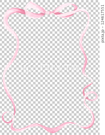 Watercolor bow frame collection featuring coquette style ribbons in blush tones, ideal for cute card designs, decorative borders, and digital crafts. 124617551