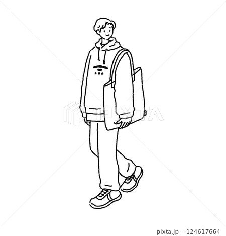 カジュアルでおしゃれな男性　線画 124617664