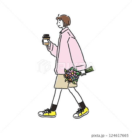 ボーイズライクなコーデの女性 124617665