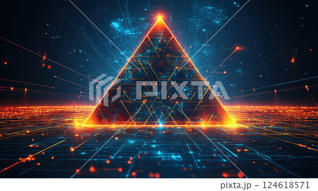 An abstract pyramid made of glowing lines and...のイラスト素材 [124618571] - PIXTA