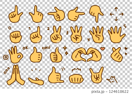 手勢和裝飾插圖集_線描色彩 手勢和裝飾插圖集_線描色彩 124618622