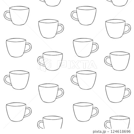 Vector seamless pattern of hand drawn cup 124618696