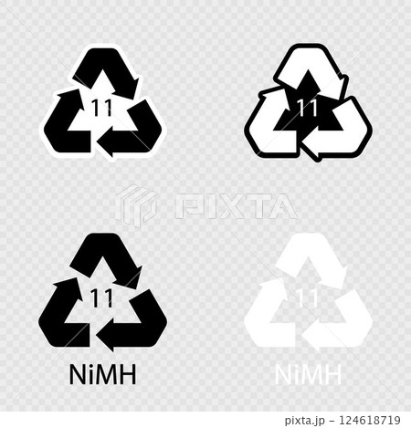 Battery recycling symbol 11 NiMH set. Battery recycling symbol 11 NiMH set. 124618719