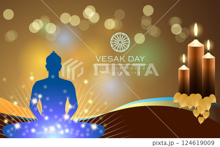 Abstract of Vesak Day. The Birthday, Enlightenment and Death of Lord Buddha that's one sign of Buddism. Buddhists around the world called The Meditation Day or Jayanti Day. Background and banner conce Abstract of Vesak Day. The Birthday, Enlightenment and Death of Lord Buddha that's one sign of Buddism. Buddhists around the world called The Meditation Day or Jayanti Day. Background and banner conce 124619009