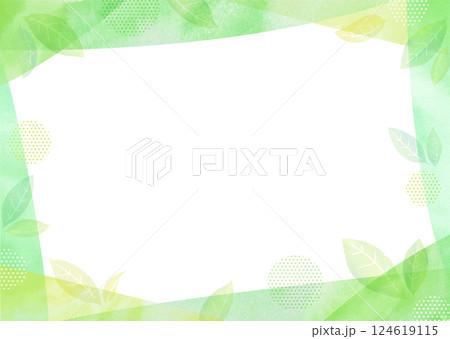 新緑の葉が舞う爽やかな水彩フレーム 124619115
