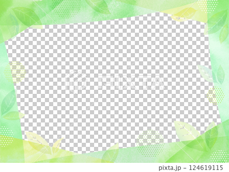 新緑の葉が舞う爽やかな水彩フレーム 124619115