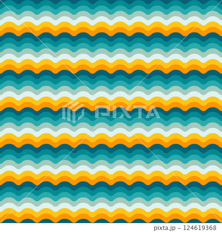 Multicolored waves, geometric seamless pattern, colorful striped wavy background 124619368