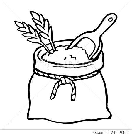 bag of flour. cute doodle illustration bag of flour. cute doodle illustration 124619390