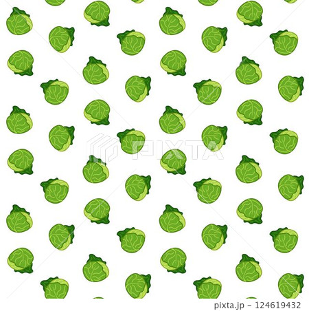 cabbage seamless pattern background. Vector flat illustration on transparent background. illustration for package, kitchen design, fabric and textile. Eat green 124619432