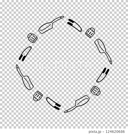 Simple hand-drawn cute kitchen tool frame Simple hand-drawn cute kitchen tool frame 124620686