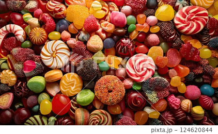 《AI画像》カラフルなキャンディー 124620844