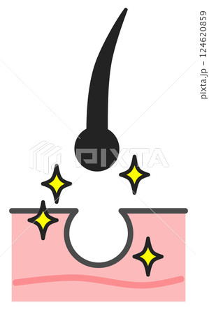 エステで毛根から毛を脱毛して綺麗になるスキンケアのイラスト 124620859