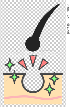 エステで毛根から毛を脱毛して綺麗になるスキンケアのイラスト エステで毛根から毛を脱毛して綺麗になるスキンケアのイラスト 124620863