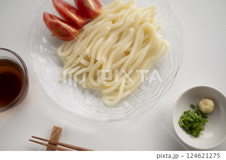 夏はさっぱりと冷やしうどん 124621275