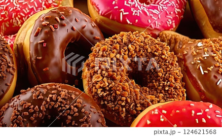 《AI画像》カラフルなドーナツ 124621568