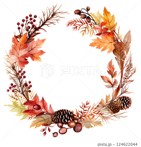 Watercolor painting Realistic Autumn natural leaves set botanical on white background. Watercolor painting Realistic Autumn natural leaves set botanical on white background. 124622044