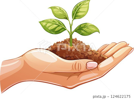 Hand holding soil in for planting. Environmental growth, save planet friendly 124622175