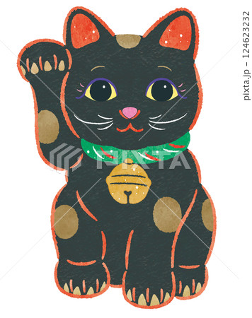 右手を上げた黒い招き猫 124623232