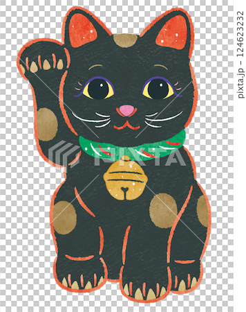 右手を上げた黒い招き猫 124623232