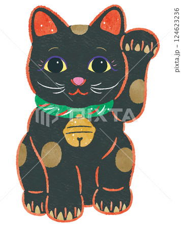 左手を上げた黒い招き猫 124623236