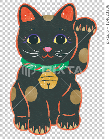 左手を上げた黒い招き猫 124623236