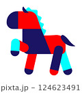 マリンカラーのカラフル馬アイコン 124623491