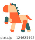 レトロなカラフル馬アイコン 124623492
