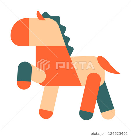 レトロなカラフル馬アイコン 124623492