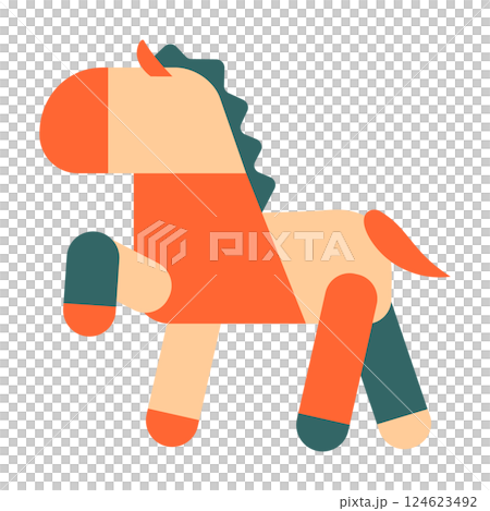 レトロなカラフル馬アイコン 124623492