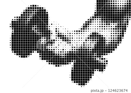 Pixelated Arm Lifting Dumbbell Silhouette 124623674