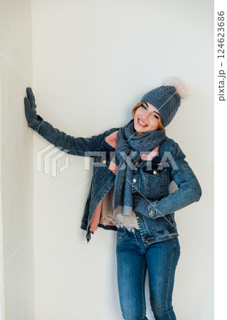Portrait of Beautiful Young Woman in Warm Winter Clothes Portrait of Beautiful Young Woman in Warm Winter Clothes 124623686