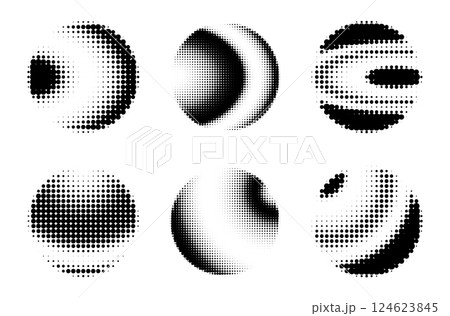 Circle halftone set. modern dotted circles halftones. Vector illustration Circle halftone set. modern dotted circles halftones. Vector illustration 124623845