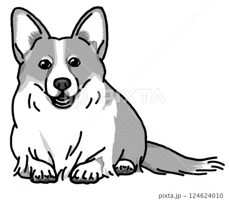 コーギー　corgi　犬のイラスト　シンプル 124624010