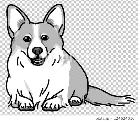 コーギー　corgi　犬のイラスト　シンプル 124624010