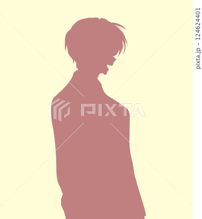 幸せそうに笑う男性 影絵 幸せそうに笑う男性 影絵 124624401
