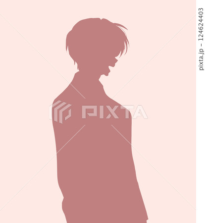 幸せそうに笑う男性　影絵 124624403