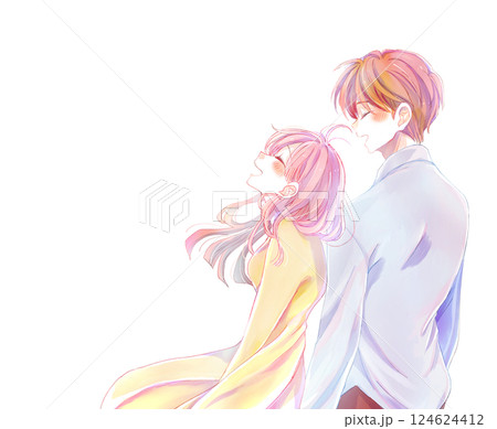 隣り合って幸せそうに笑う女性 124624412