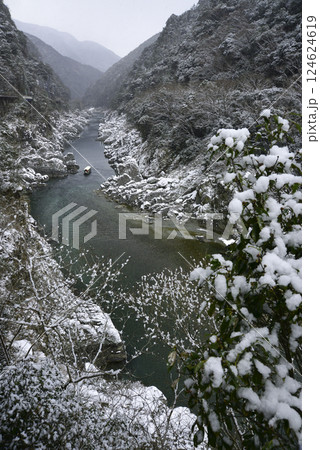 雪景色の大歩危峡の眺め 124624619