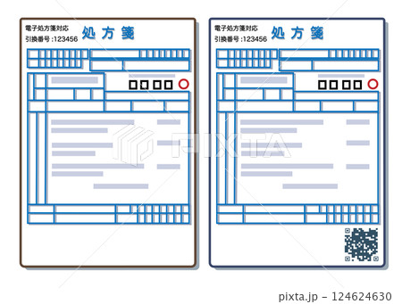 電子処方箋の引換番号の入った紙の処方箋 電子処方箋の引換番号の入った紙の処方箋 124624630