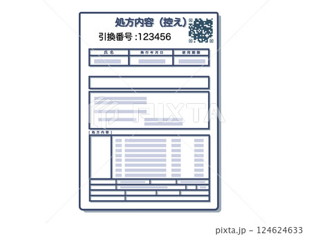 電子処方箋の処方内容控えと引換番号 124624633