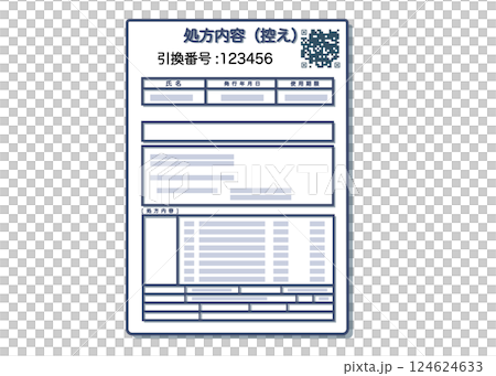 電子処方箋の処方内容控えと引換番号 124624633