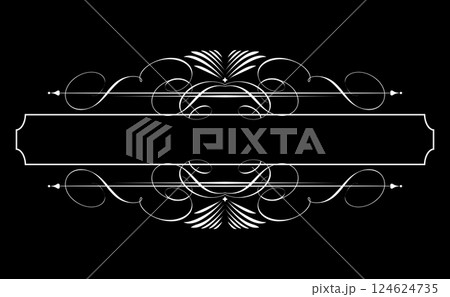 Vintage black and white element. Graphic vector design. Damask graphic ornament 124624735