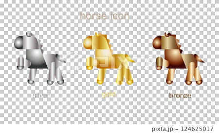 Gold, silver and bronze horse icons Gold, silver and bronze horse icons 124625017